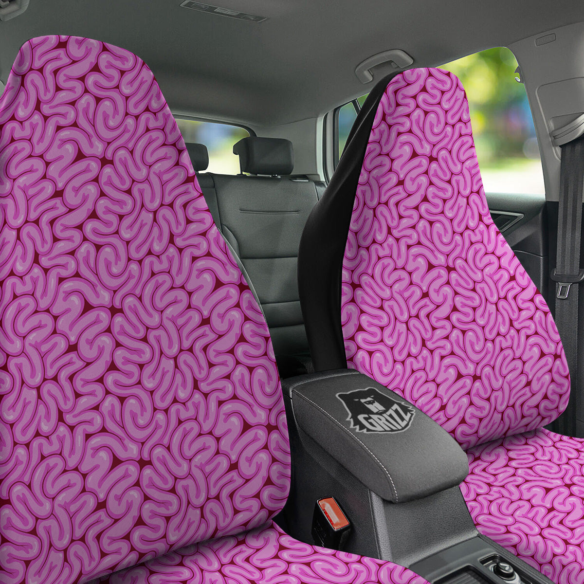 Pink Brains Cartoon Print Pattern Car Seat Covers-grizzshop