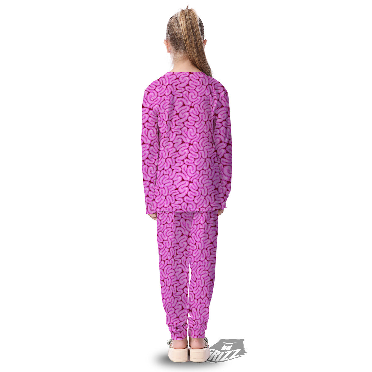 Pink Brains Cartoon Print Pattern Kid's Pajamas-grizzshop