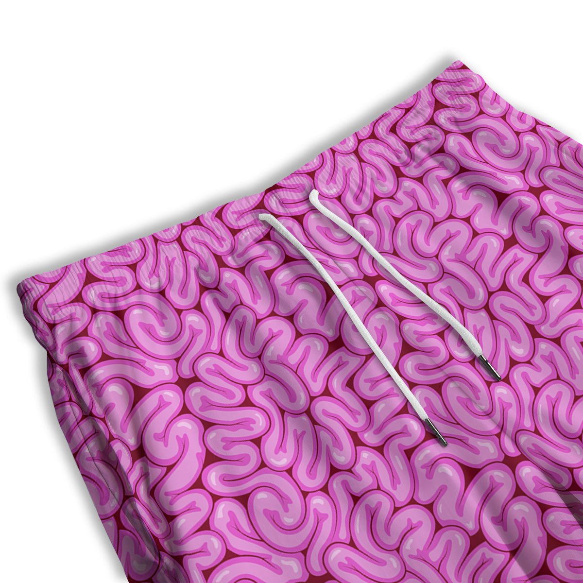 Pink Brains Cartoon Print Pattern Men's Athletic Shorts