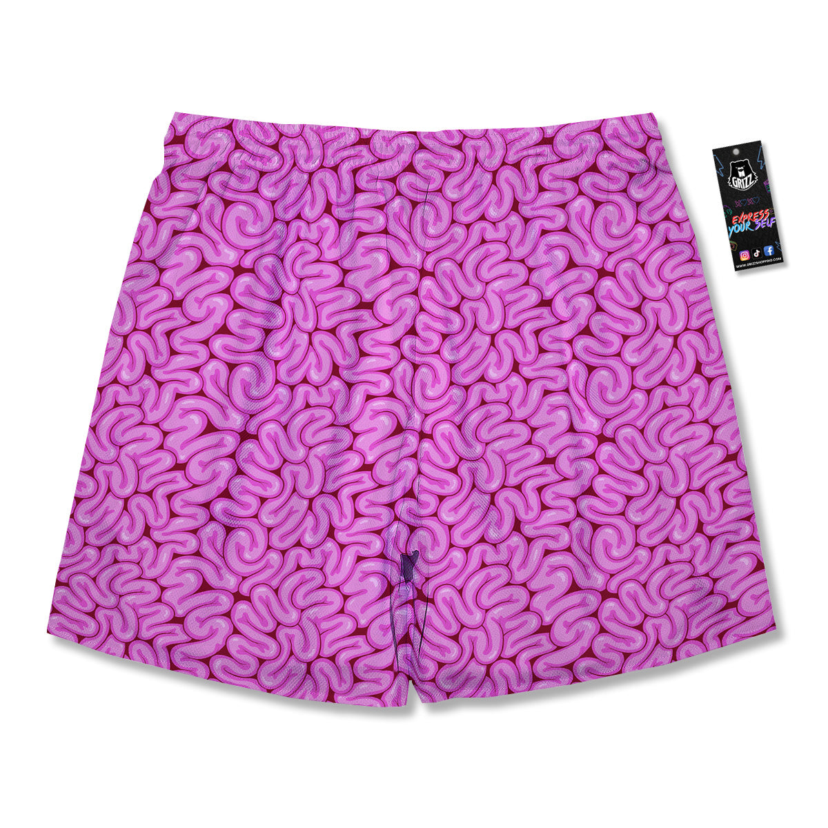 Pink Brains Cartoon Print Pattern Men's Running Shorts-grizzshop