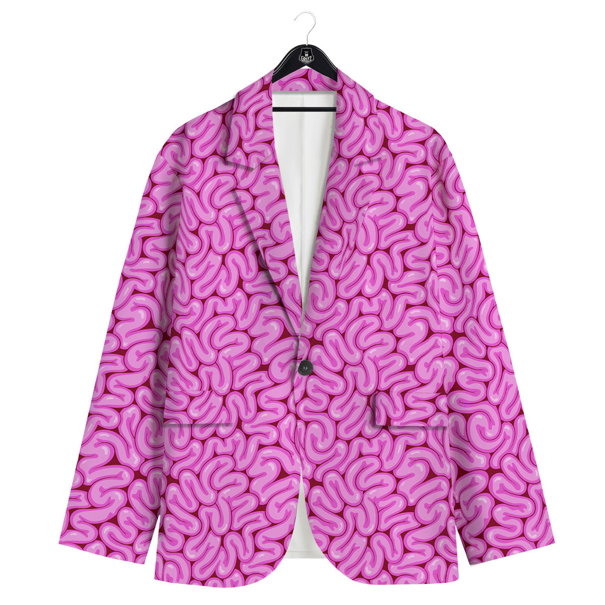 Pink Brains Cartoon Print Pattern Men's Sport Coat-grizzshop