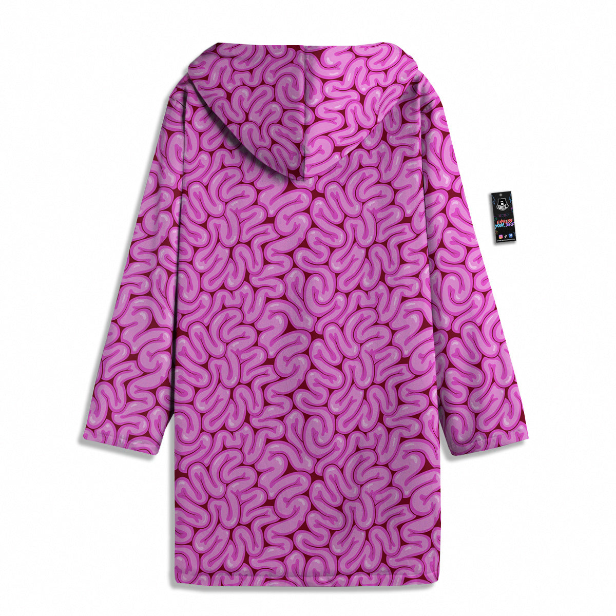 Pink Brains Cartoon Print Pattern Men's Windbreaker Jacket-grizzshop