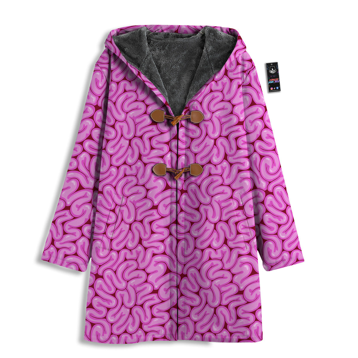 Pink Brains Cartoon Print Pattern Men's Windbreaker Jacket-grizzshop