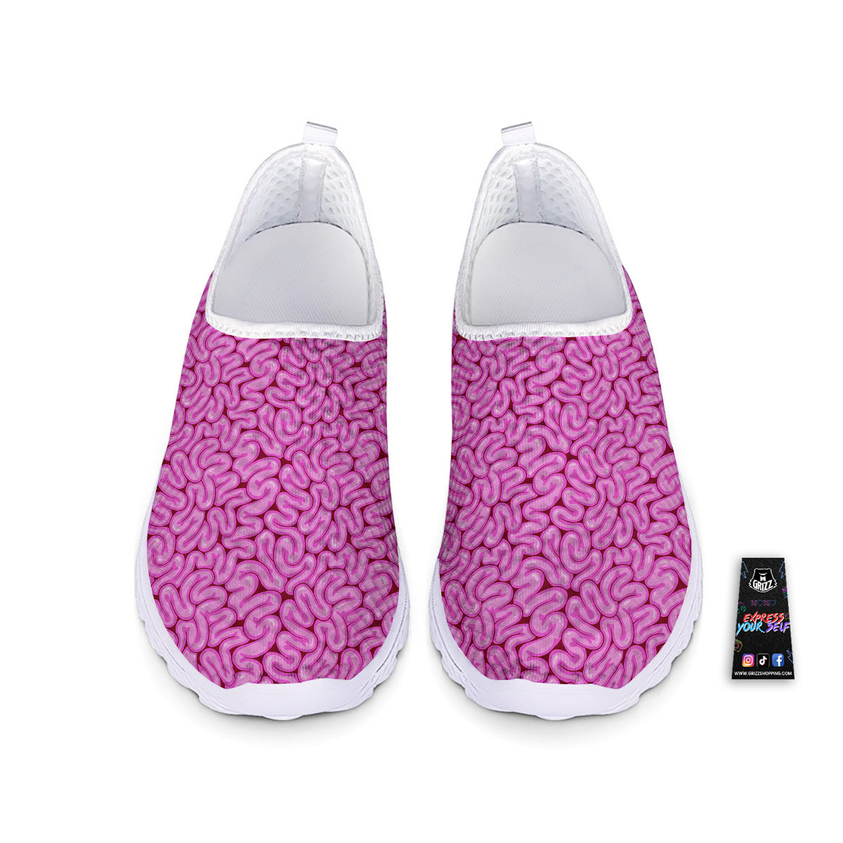 Pink Brains Cartoon Print Pattern Nurse Shoes-grizzshop