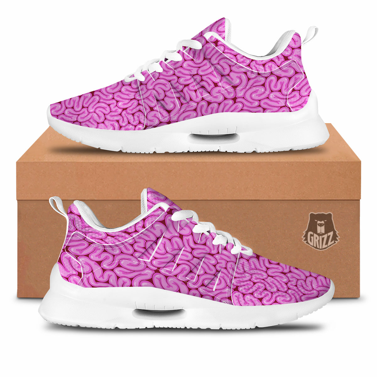 Pink Brains Cartoon Print Pattern Tennis Shoes-grizzshop