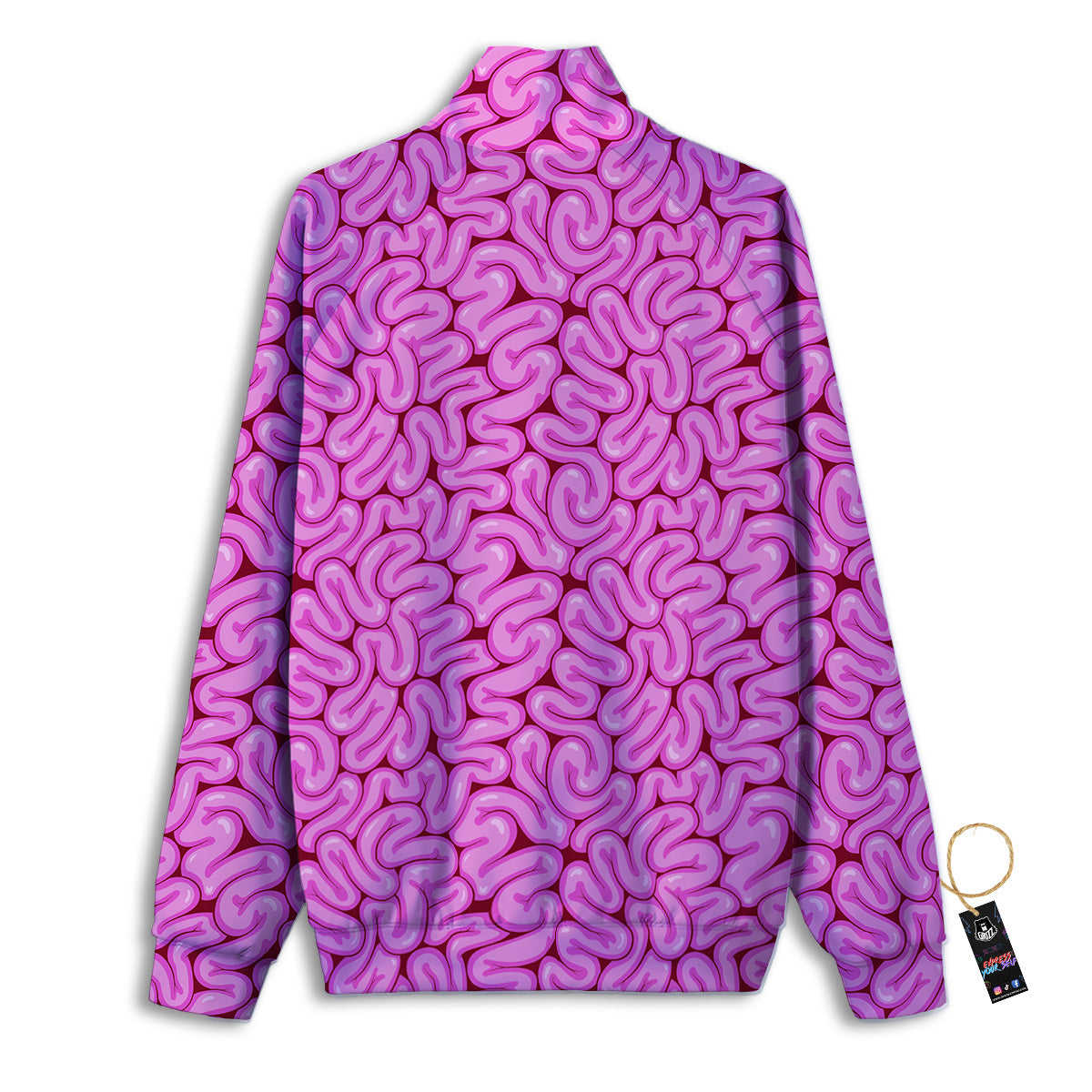 Pink Brains Cartoon Print Pattern Track Jacket-grizzshop