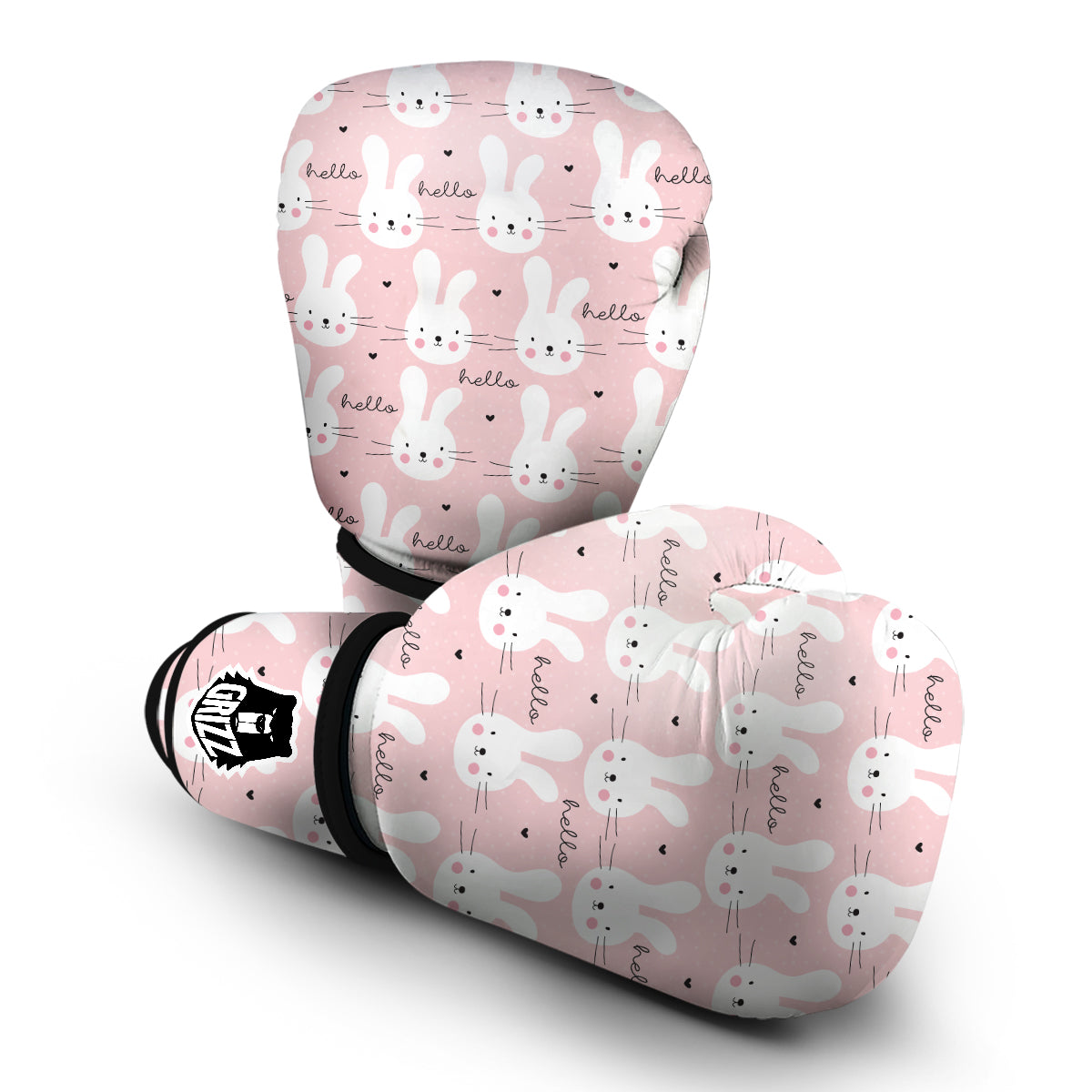 Pink Bunny Rabbit Pattern Print Boxing Gloves-grizzshop