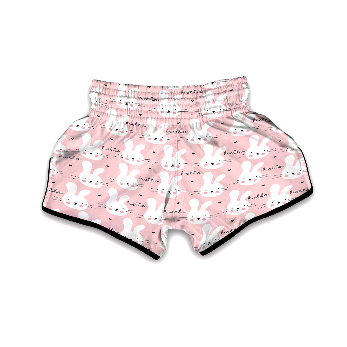 Pink Bunny Rabbit Pattern Print Muay Thai Boxing Shorts-grizzshop