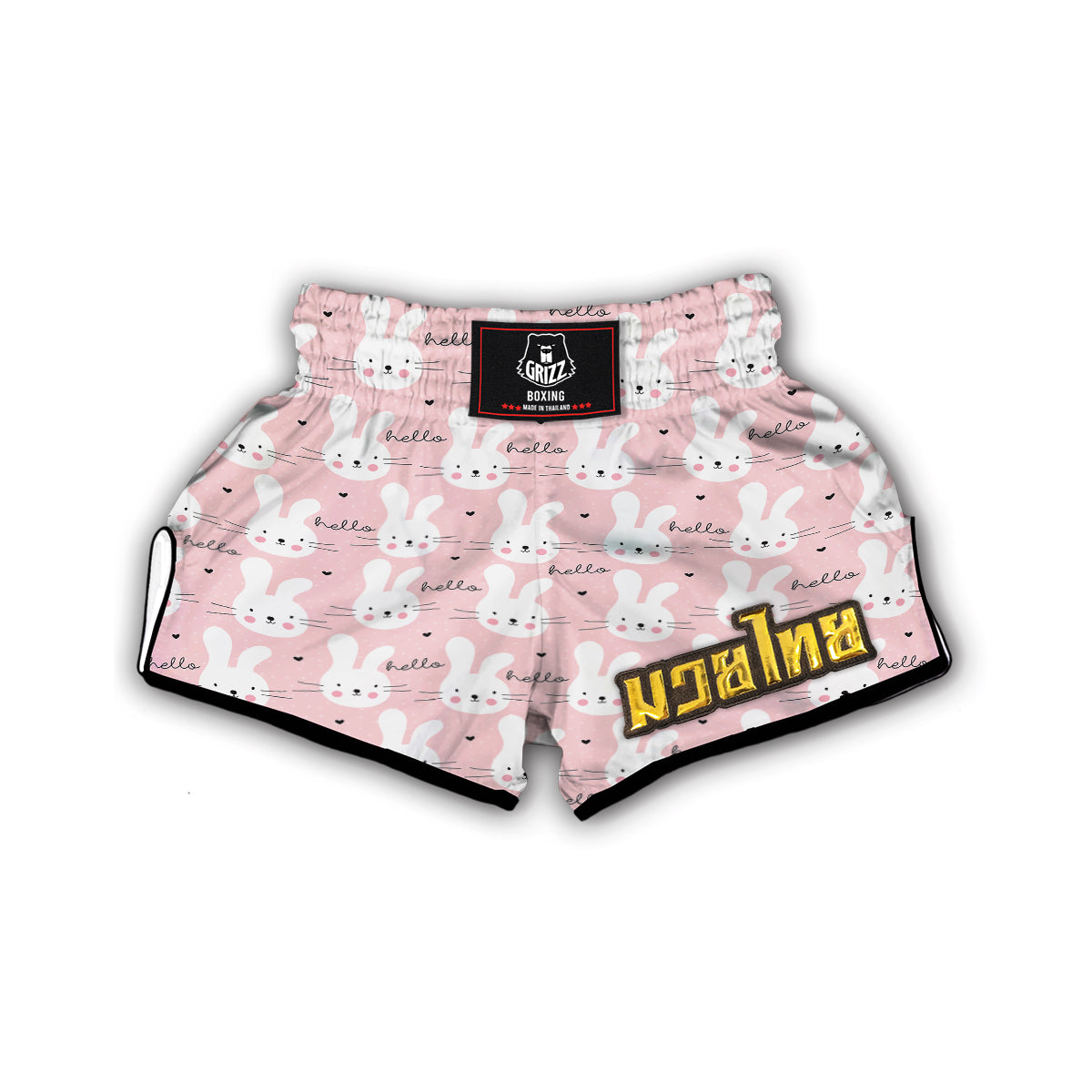 Pink Bunny Rabbit Pattern Print Muay Thai Boxing Shorts-grizzshop