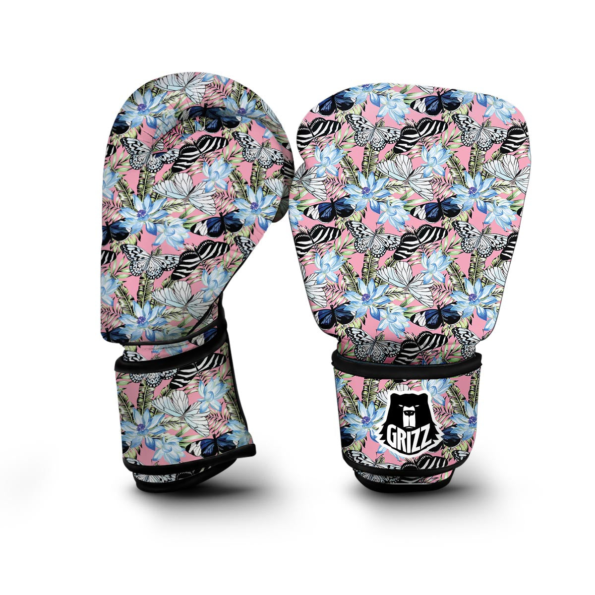 Pink Butterfly Palm Leave Boxing Gloves-grizzshop