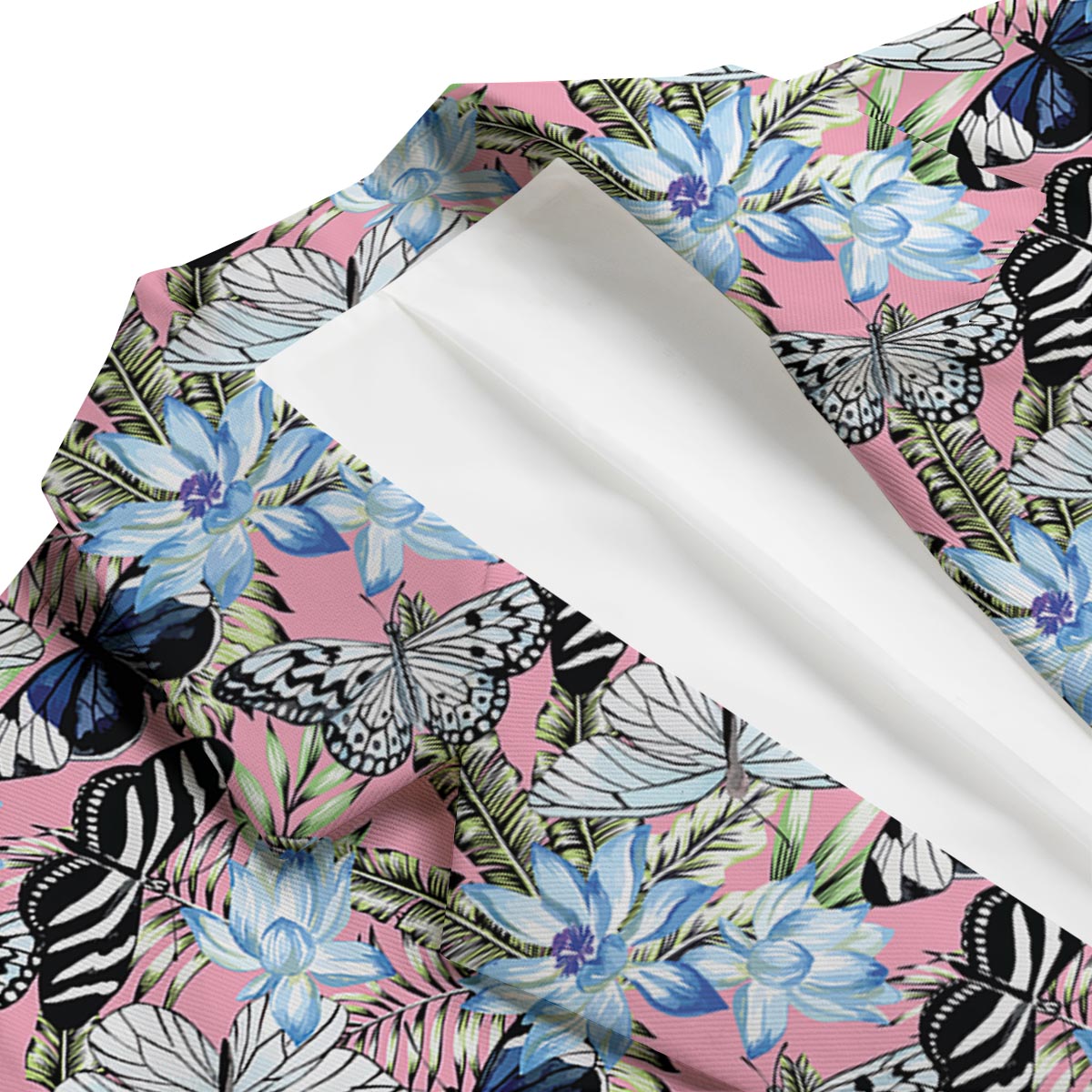Pink Butterfly Palm Leave Men's Blazer-grizzshop