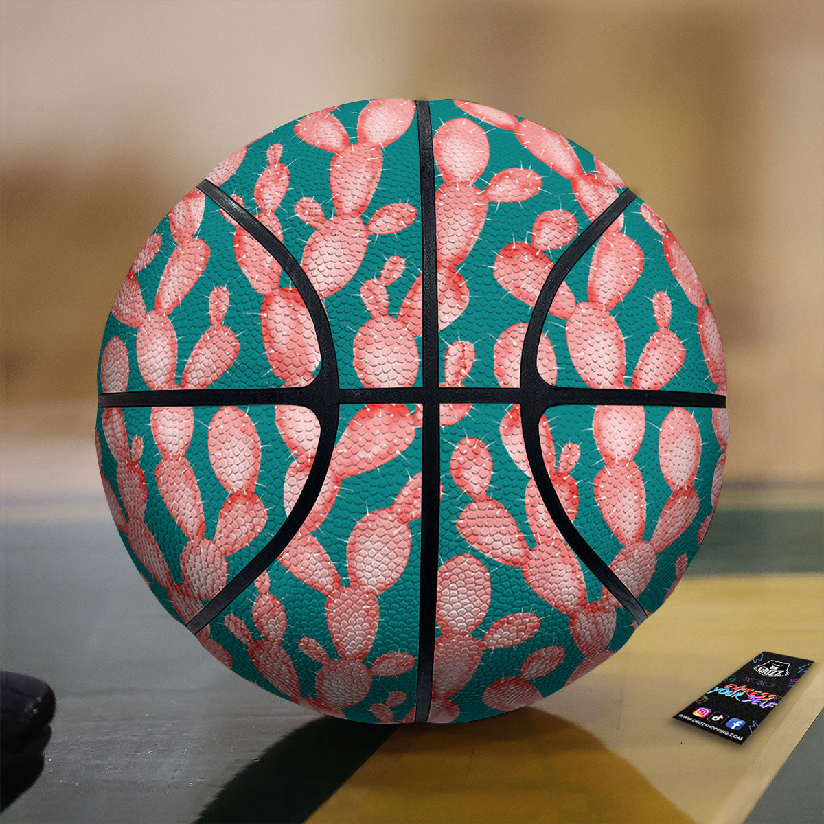 Pink Cactus Print Pattern Basketball-grizzshop