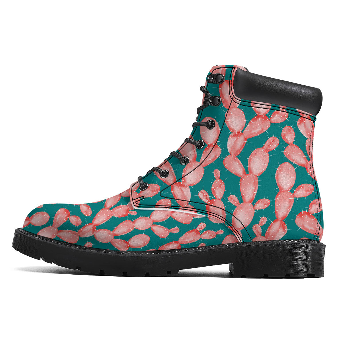 Pink Cactus Print Pattern Boots-grizzshop