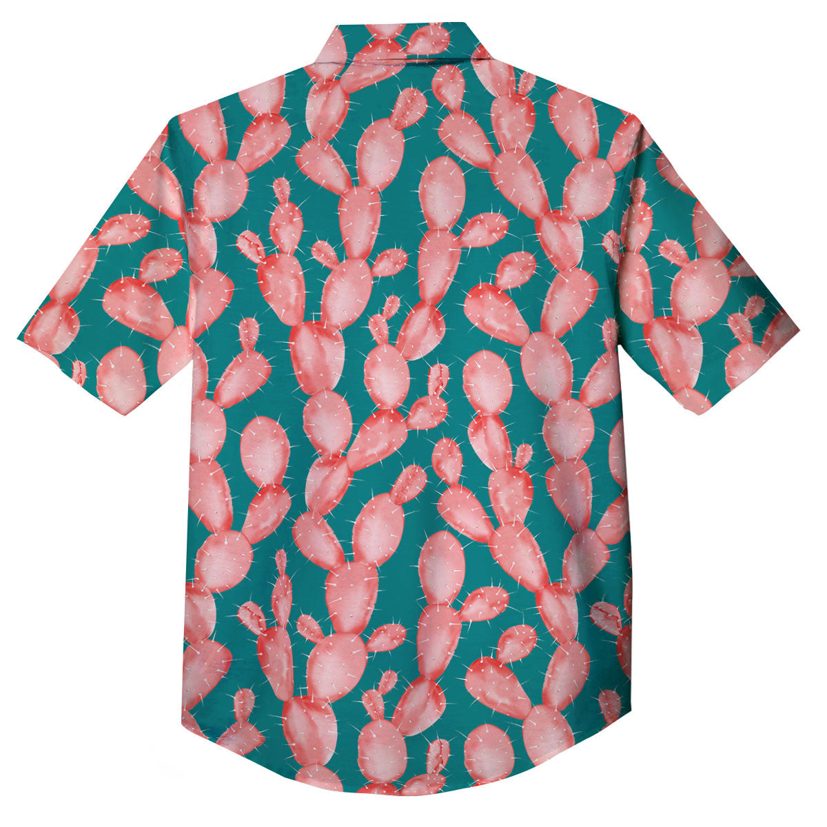 Pink Cactus Print Pattern Button Up Shirt-grizzshop