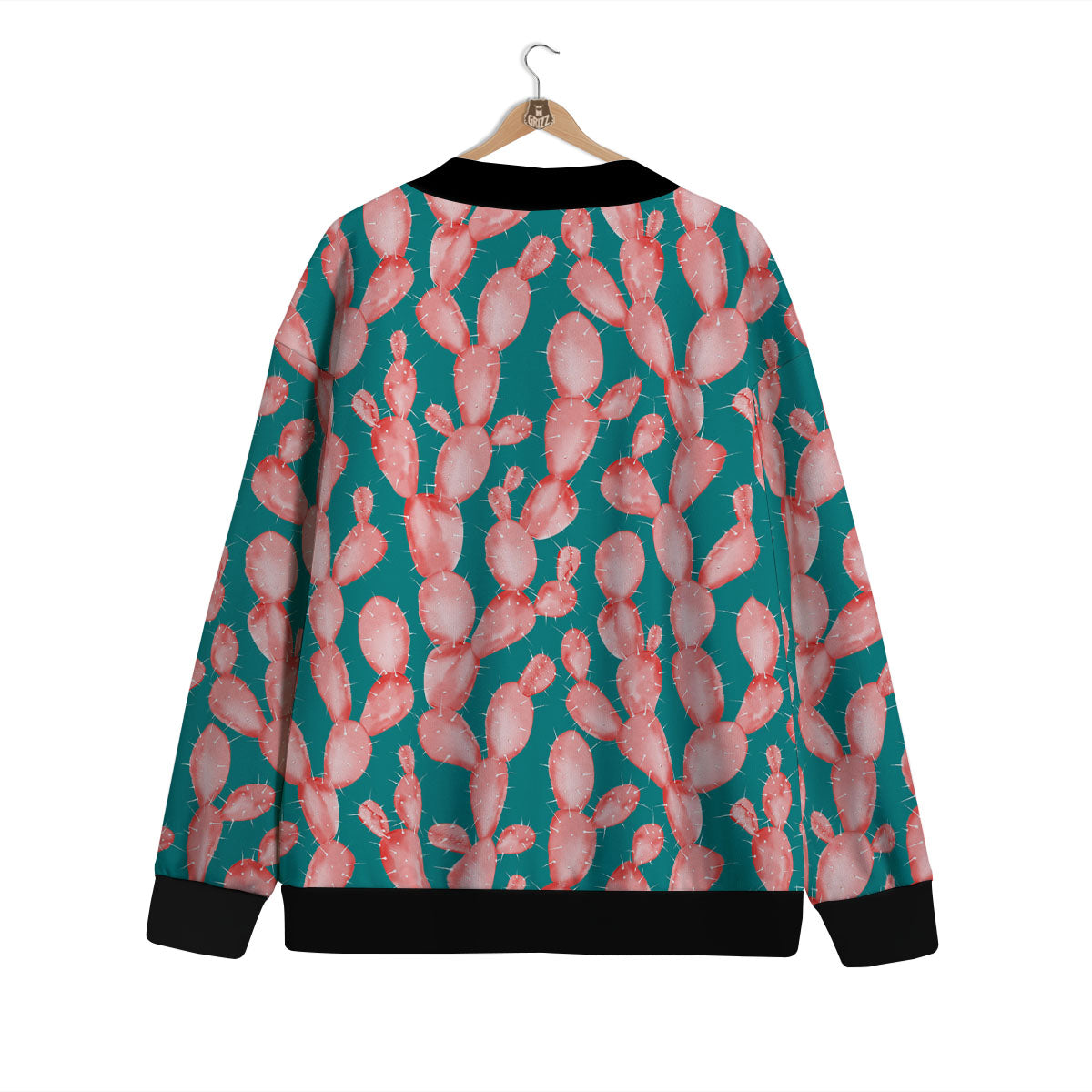 Pink Cactus Print Pattern Cardigan-grizzshop