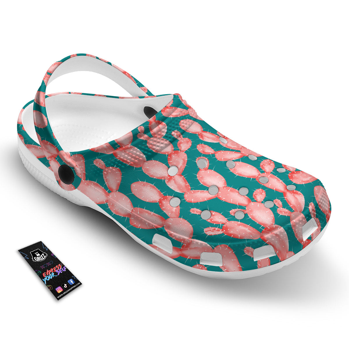 Pink Cactus Print Pattern Clog-grizzshop