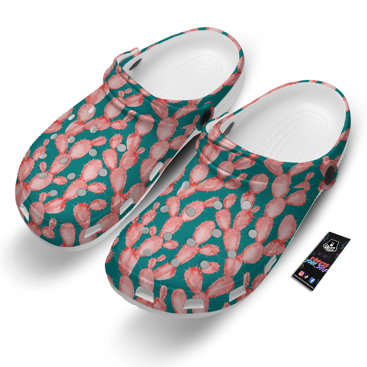 Pink Cactus Print Pattern Clog-grizzshop