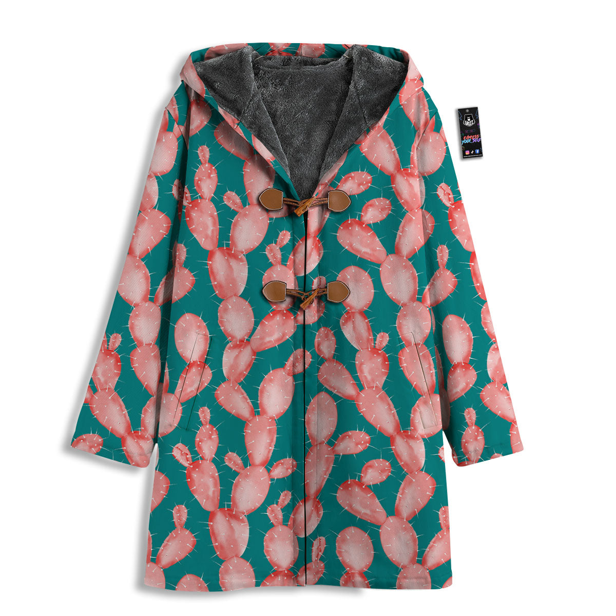 Pink Cactus Print Pattern Men's Windbreaker Jacket-grizzshop