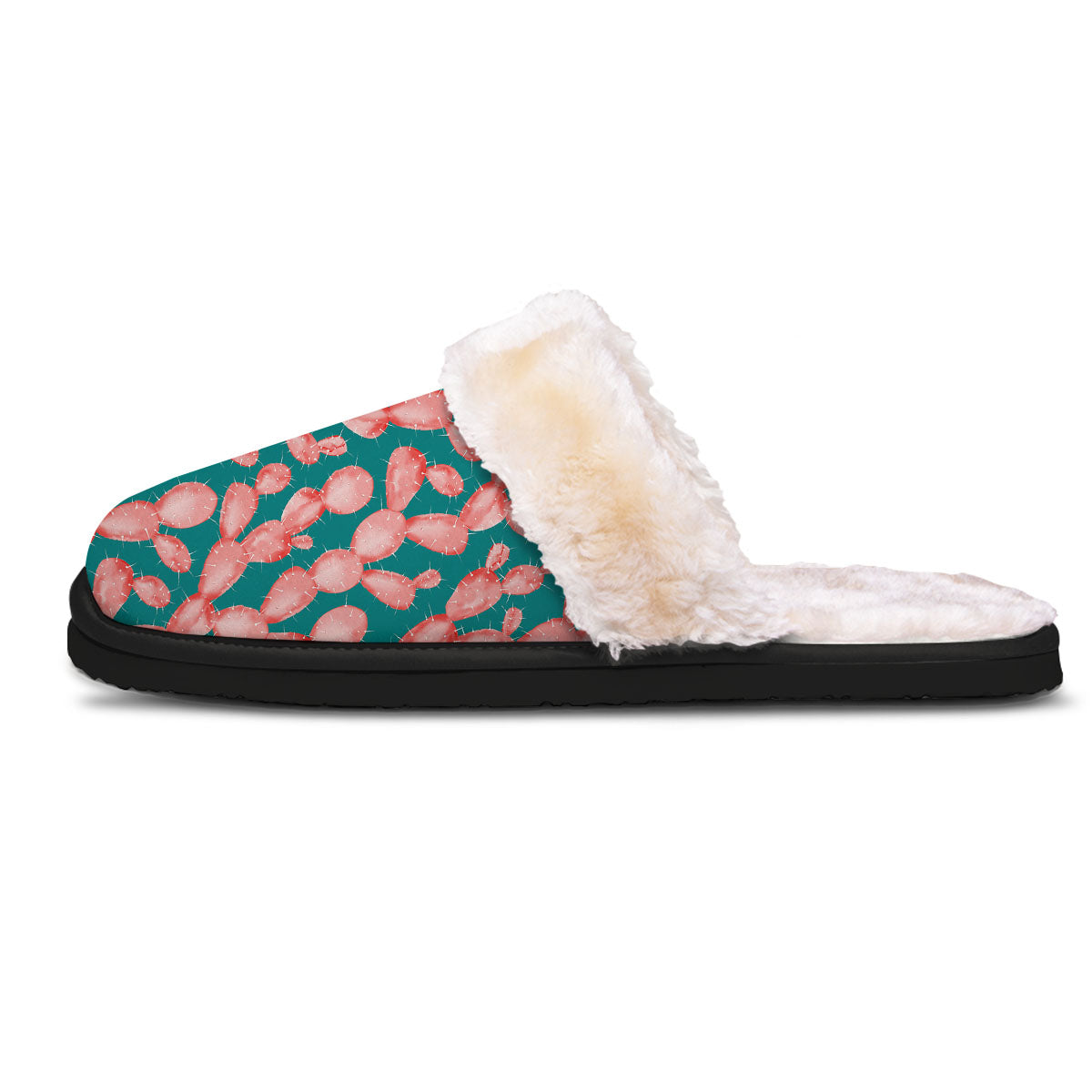 Pink Cactus Print Pattern Slippers-grizzshop