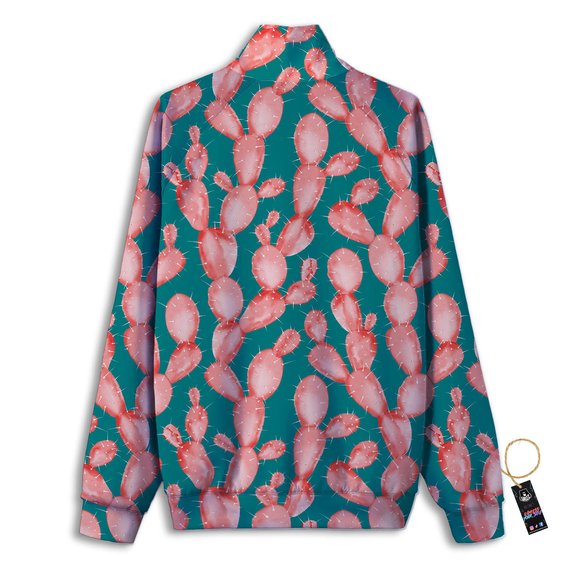 Pink Cactus Print Pattern Track Jacket-grizzshop