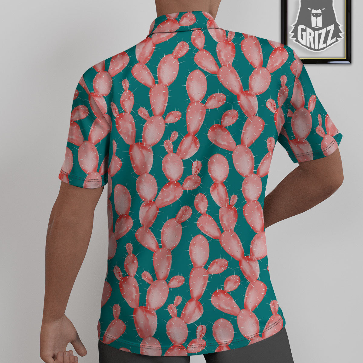 Pink Cactus Print Pattern Untucked Shirts-grizzshop