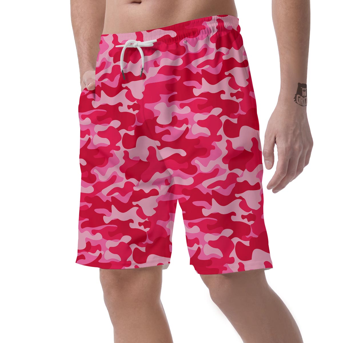 Pink Camo Print Men's Shorts-grizzshop