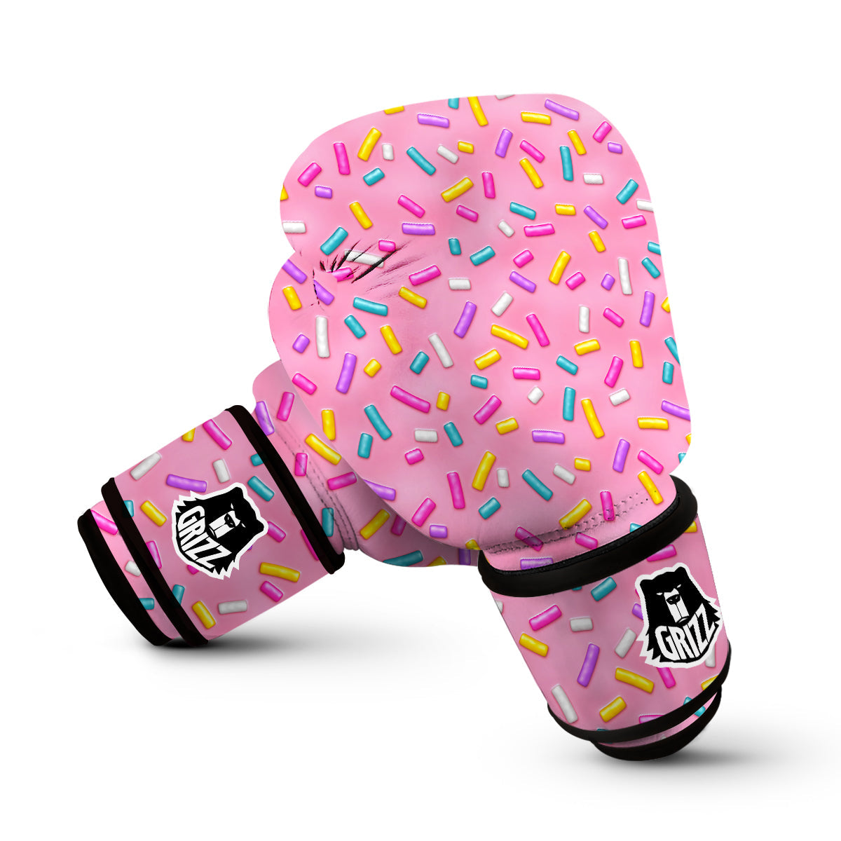 Pink Candy Pattern Print Boxing Gloves-grizzshop