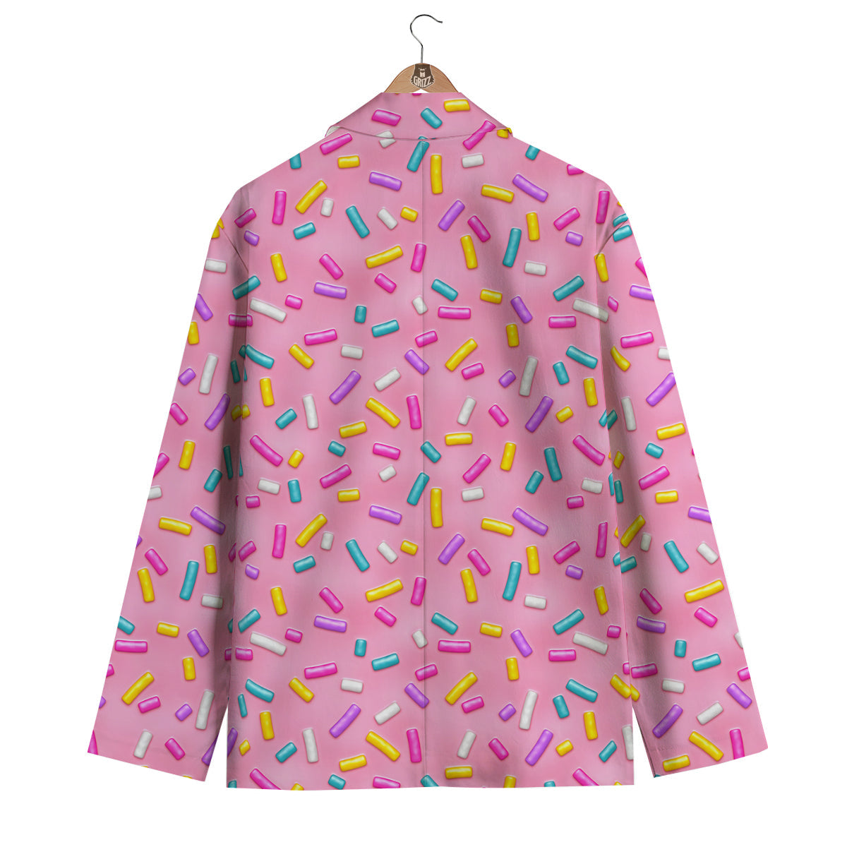 Pink Candy Pattern Print Men's Blazer-grizzshop