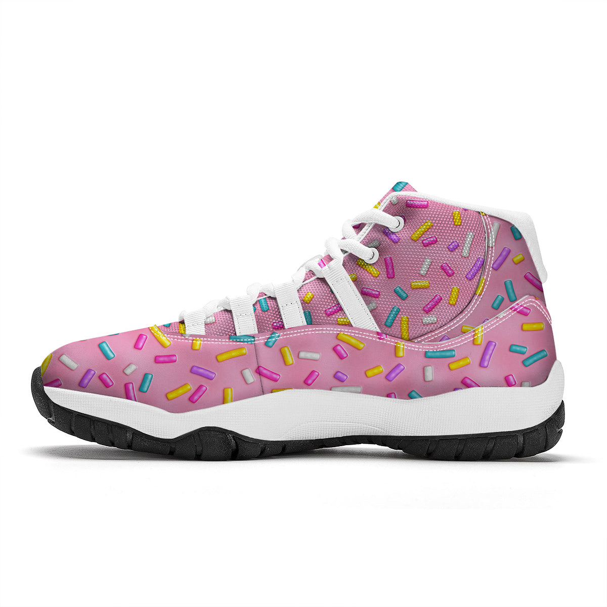 Pink Candy Pattern Print White Bball Shoes-grizzshop