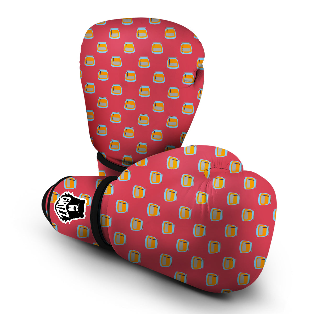 Pink Canning Print Pattern Boxing Gloves-grizzshop