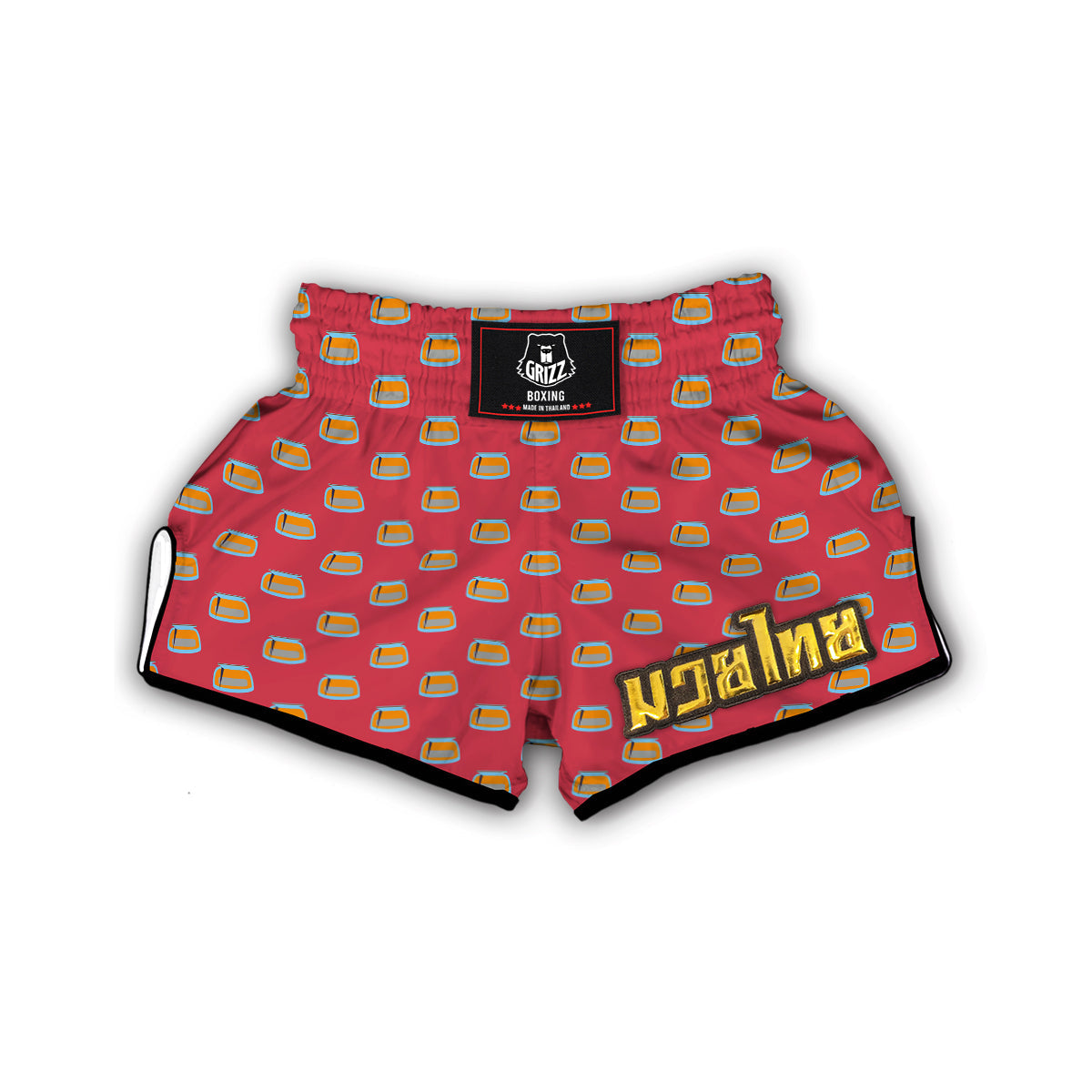 Pink Canning Print Pattern Muay Thai Boxing Shorts-grizzshop