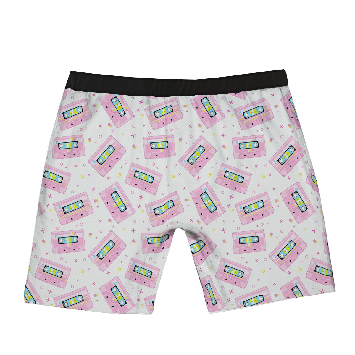 Pink Cassette Tape White Print Pattern Boxer Briefs-grizzshop