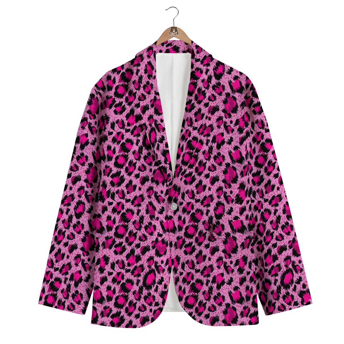 Pink Cheetah Leopard Pattern Print Men's Blazer-grizzshop
