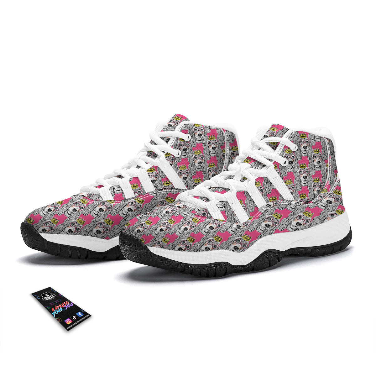 Pink Cocker spaniel Print Pattern White Bball Shoes-grizzshop