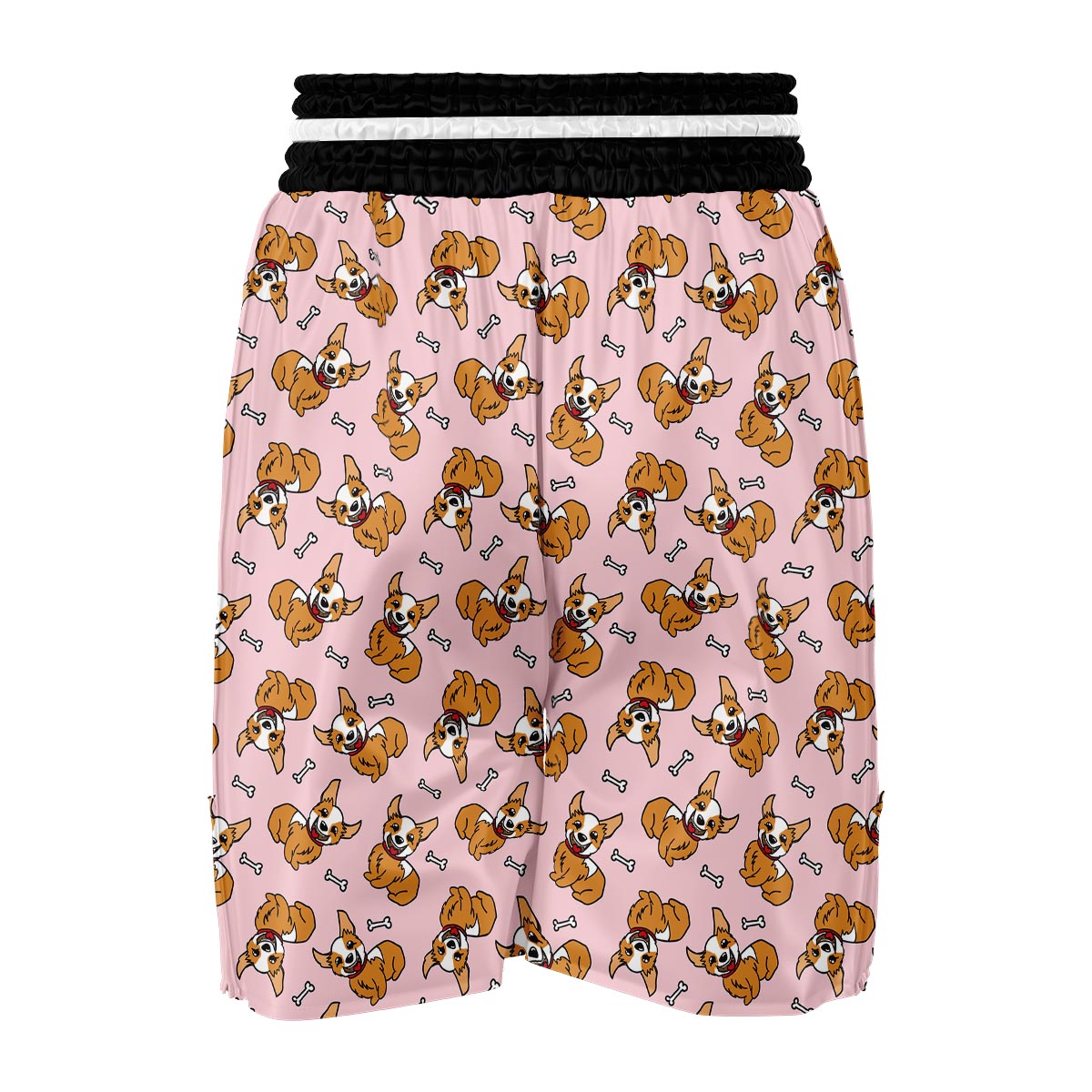 Pink Corgi Pattern Print Boxing Shorts-grizzshop