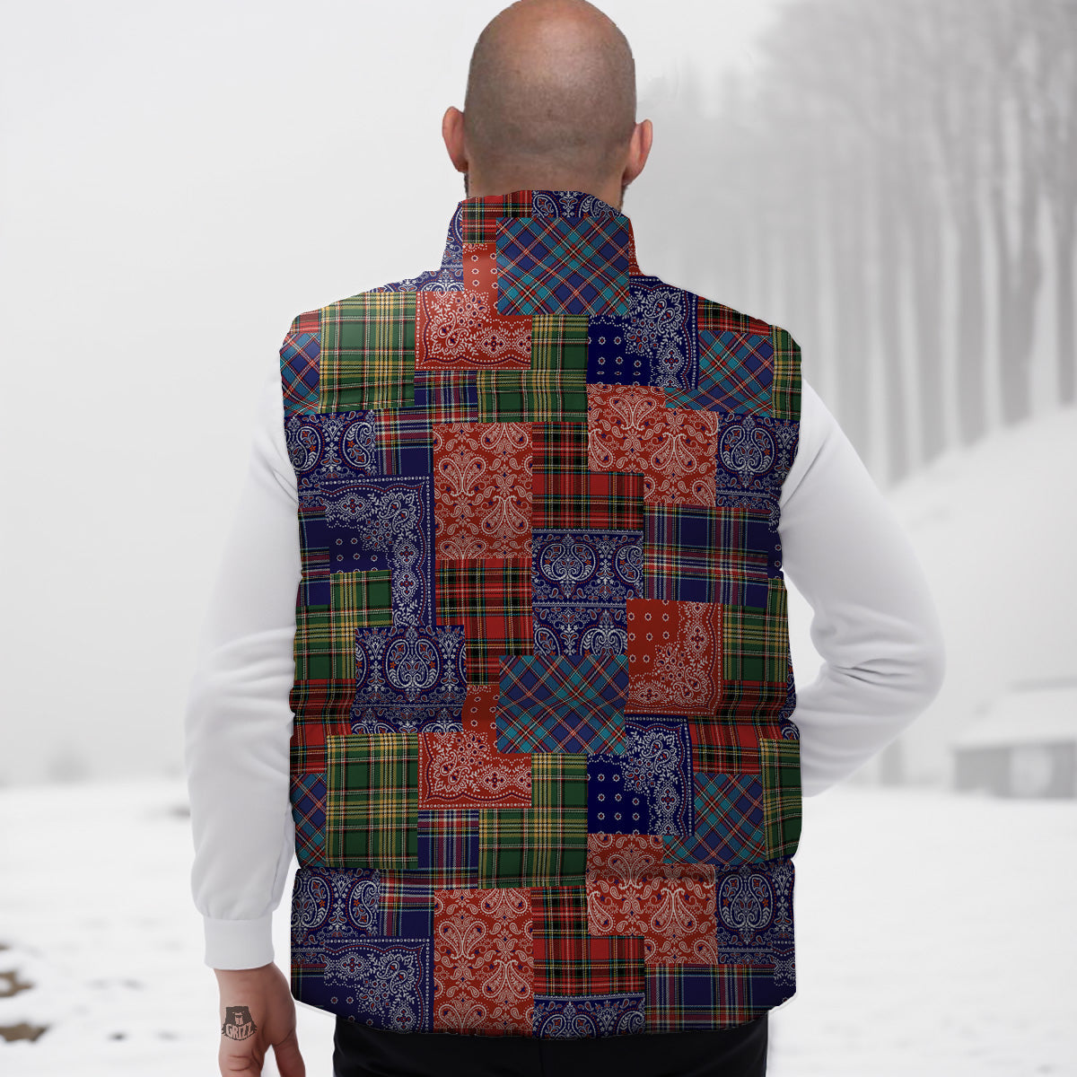 Pink Corgi  Pattern Print Down Vest