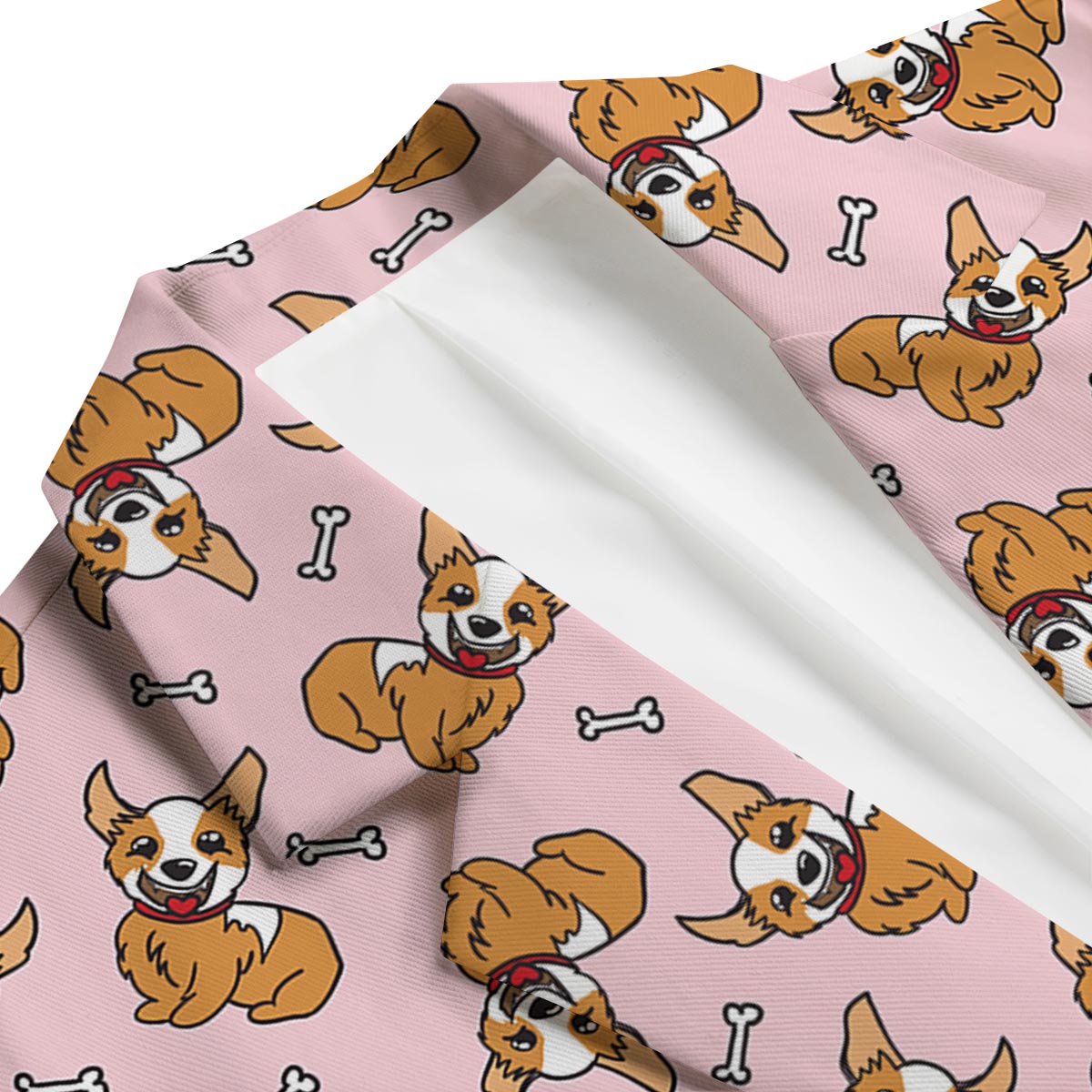 Pink Corgi Pattern Print Men's Blazer-grizzshop