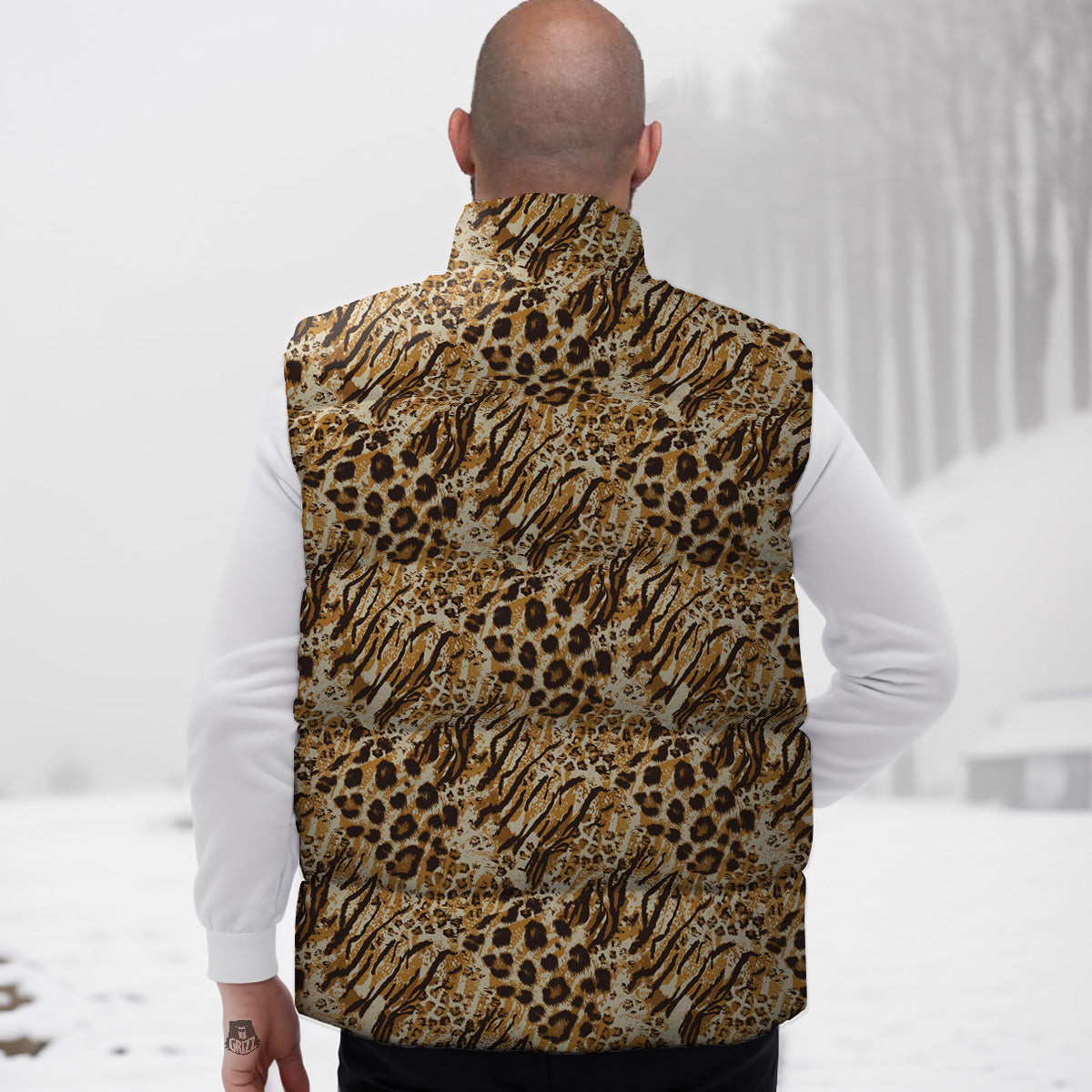 Pink Cow Pattern Print Down Vest