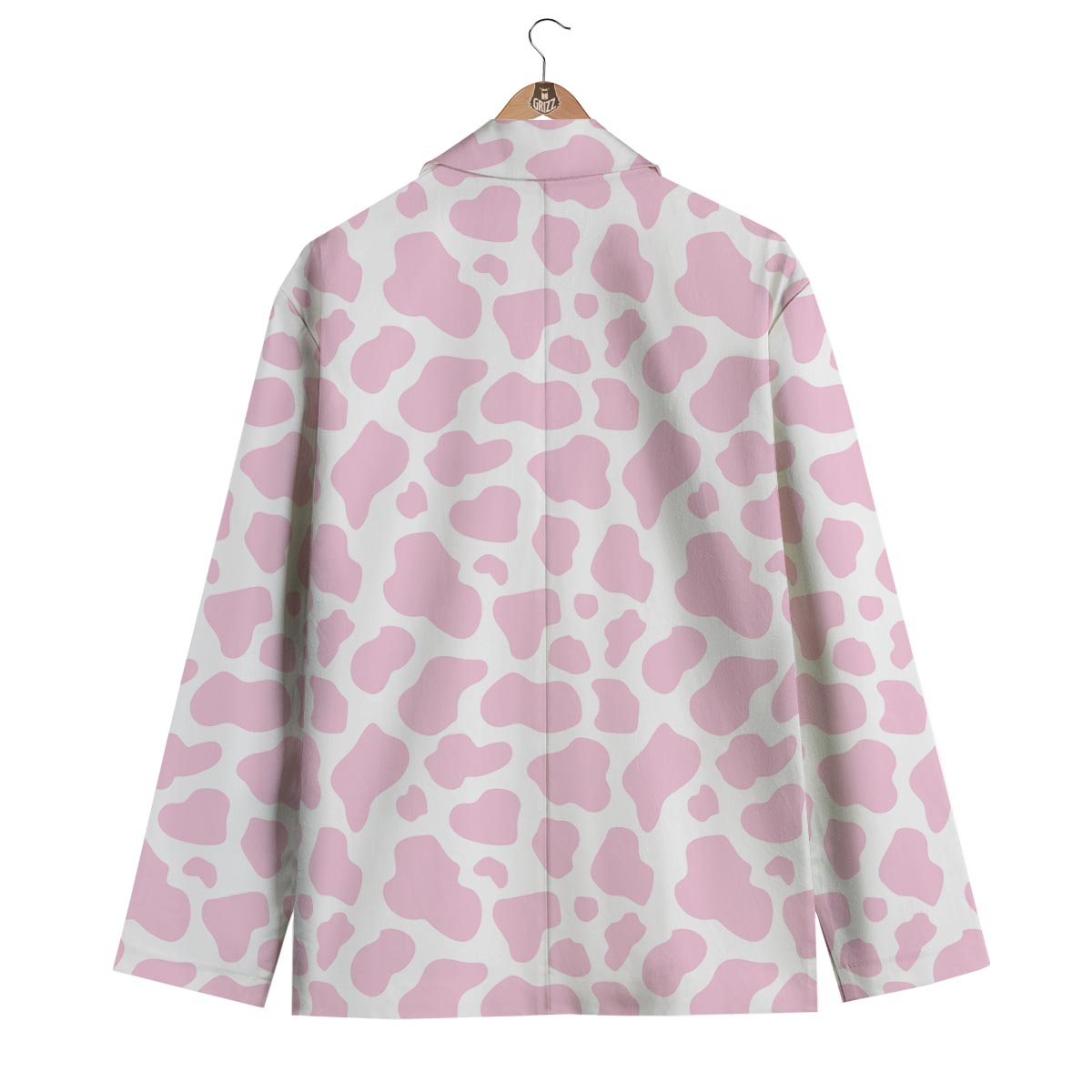 Pink Cow Pattern Print Men's Blazer-grizzshop