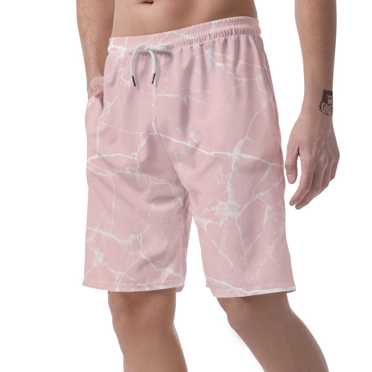 Pink Cracked Marble Men's Shorts-grizzshop