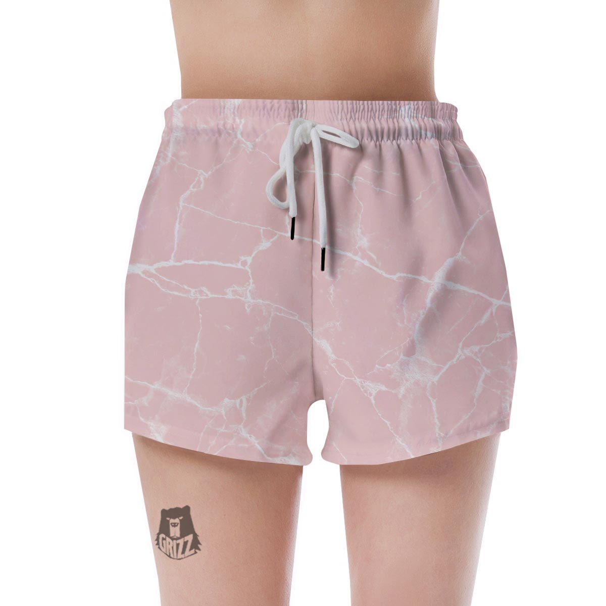 Pink Cracked Marble Women's Shorts-grizzshop
