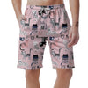 Pink Cute Cat Print Men's Shorts-grizzshop