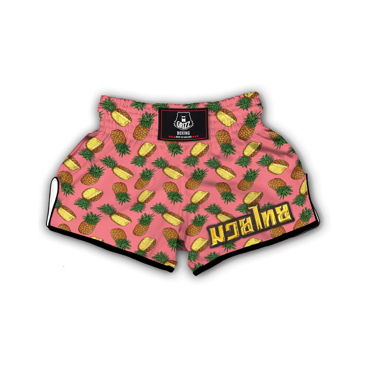 Pink Cutting Pineapple Print Muay Thai Boxing Shorts-grizzshop