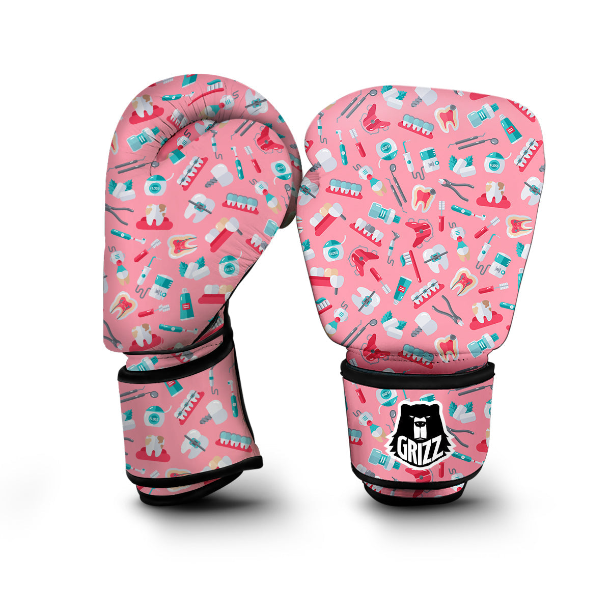 Pink Dental Equipment Dentist Print Pattern Boxing Gloves-grizzshop