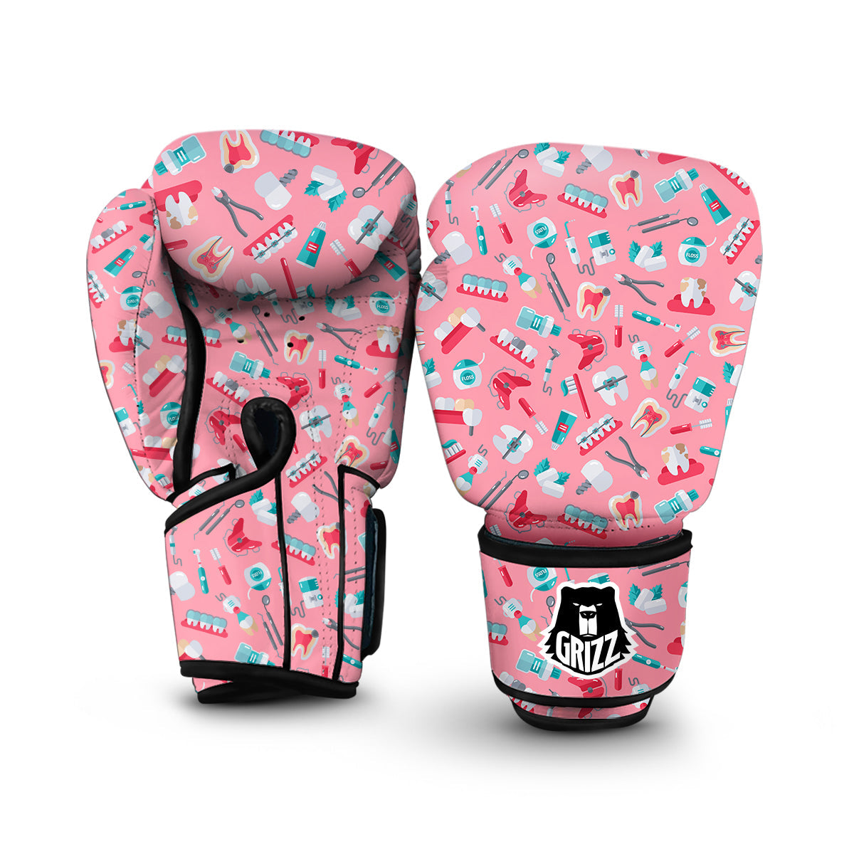 Pink Dental Equipment Dentist Print Pattern Boxing Gloves-grizzshop