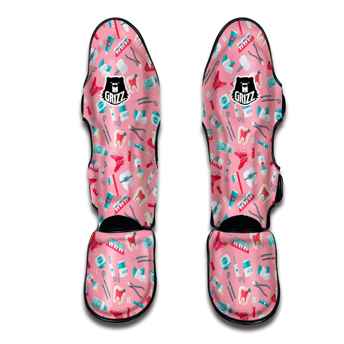 Pink Dental Equipment Dentist Print Pattern Muay Thai Shin Guards-grizzshop