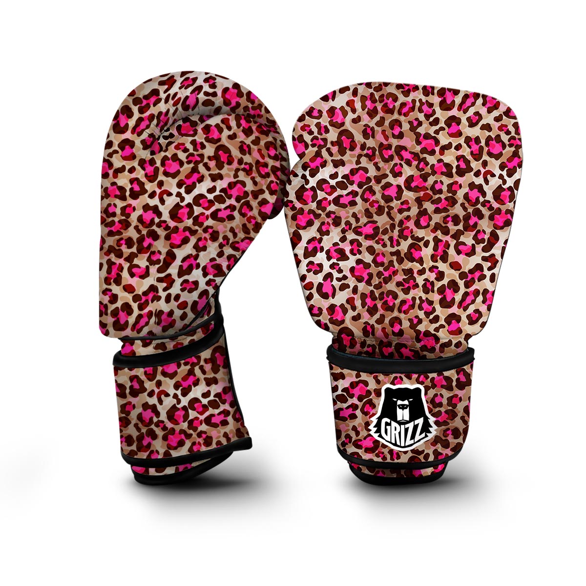 Pink Dot Cheetah Leopard Pattern Print Boxing Gloves-grizzshop