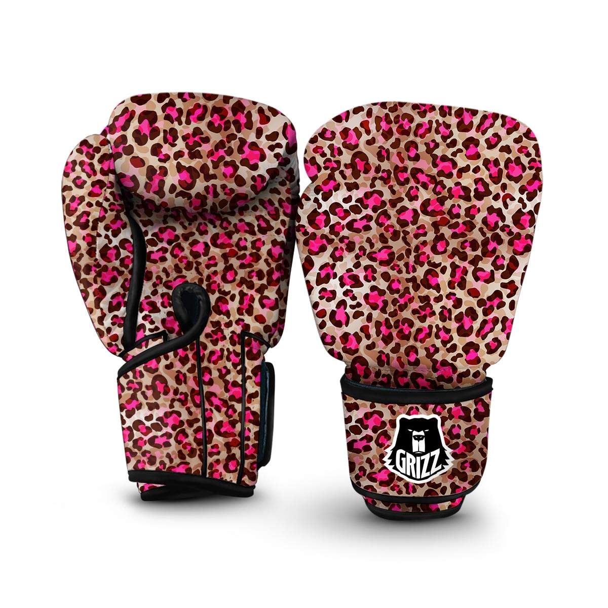 Pink Dot Cheetah Leopard Pattern Print Boxing Gloves-grizzshop