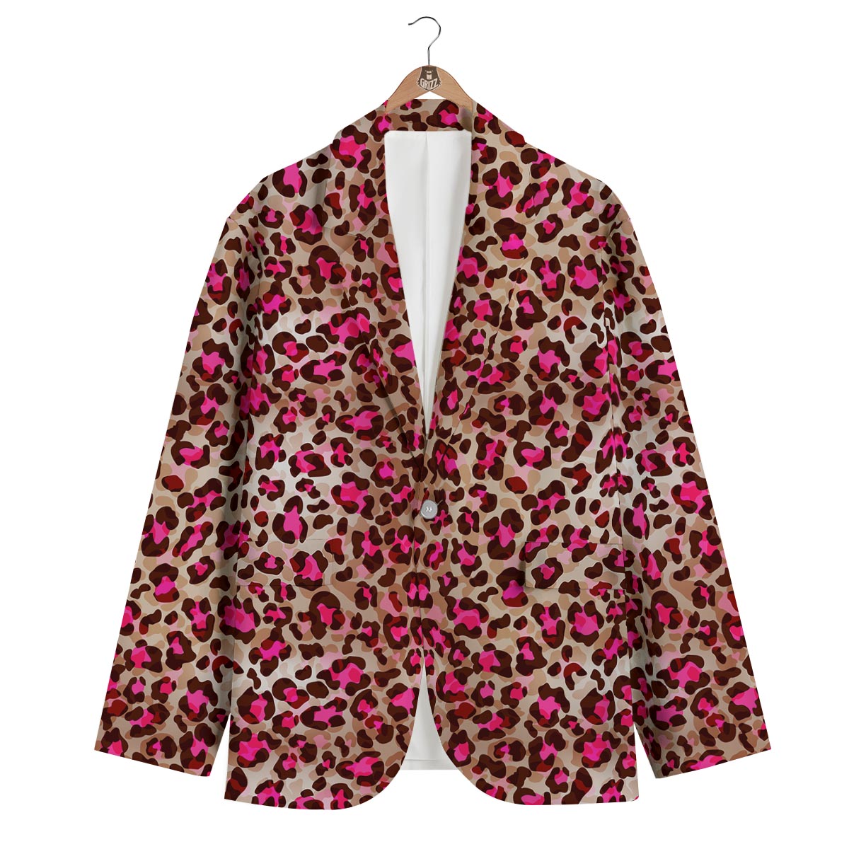 Pink Dot Cheetah Leopard Pattern Print Men's Blazer-grizzshop