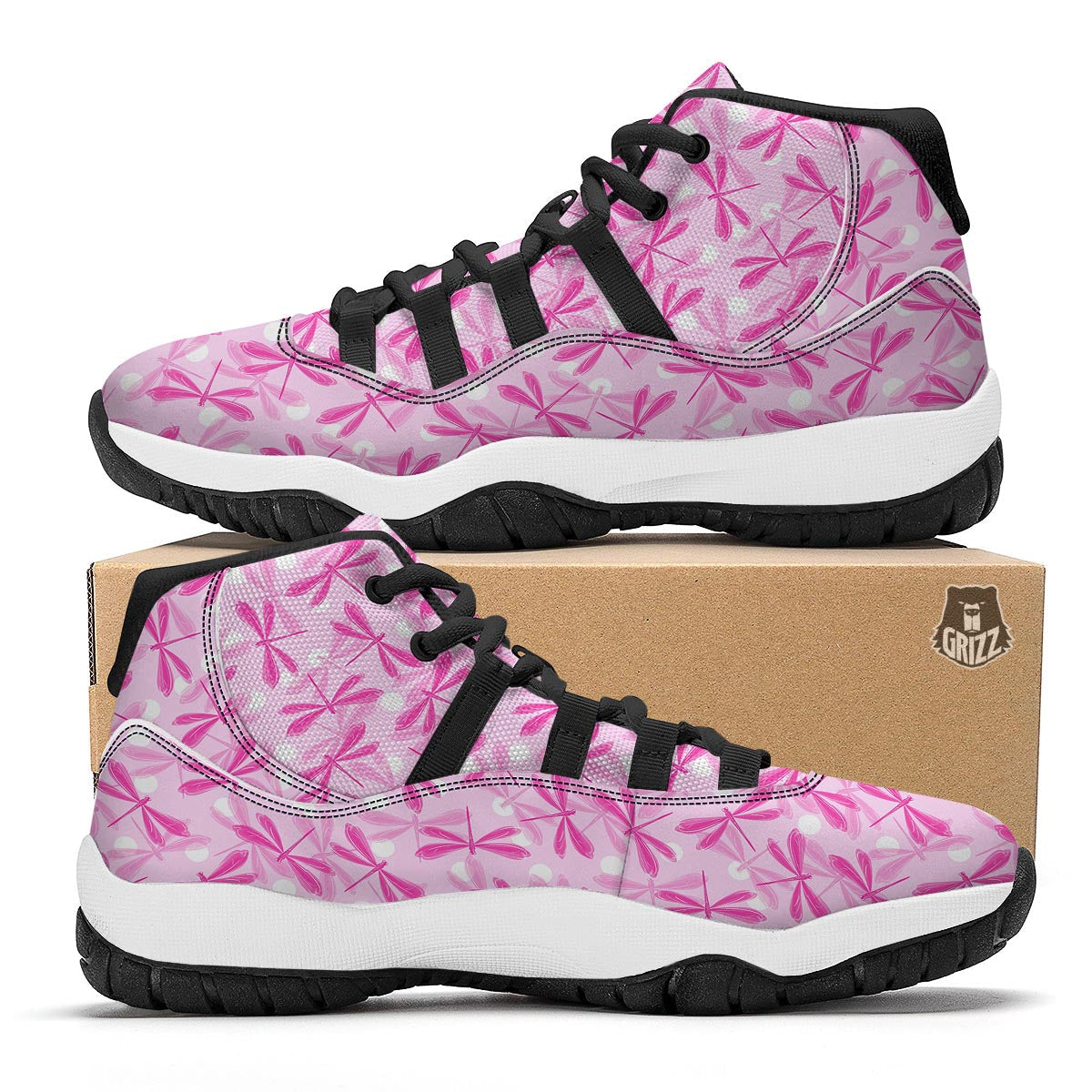 Pink Dragonfly Black Bball Shoes-grizzshop